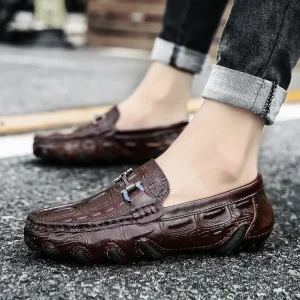 Men’s Loafers Octopus Bean Shoes Slip-On Flat Low-Top Casual Walking Shoes Solid Color Manufactured by Factory
