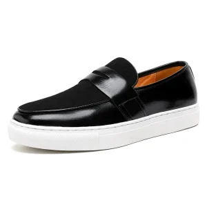 Men’s Loafers Penny Loafer Flats Fashion Microfiber Leather Slip on Skateboarding Shoes Flat Heeled Sneakers Fashion Retro