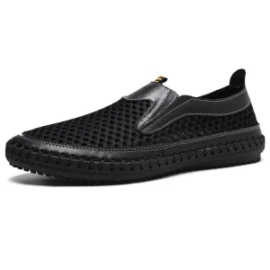 Men’s Loafers Shoes Penny Loafer Flats Low Top Slip-On Air Mesh Walking Running Sneakers Lightweight Handmade Summer Breathable