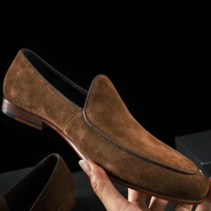 Men’s Loafers Slip-on Shoes Casual Shoes Round-Toe Cow Suede Party Office Shoes