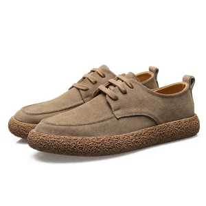 Men’s Loafers with Rubber Soled Dress Shoes Casual Pure Leather Walking Shoes Daily Life