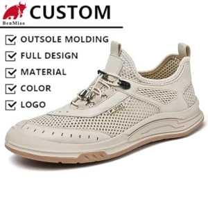 Men’s Low Cut Breathable Mesh Toe Shoes Retro Style Comfortable Anti Slippery Arch Support Rubber Midsole All Seasons Walking