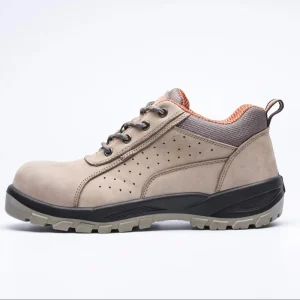 Men’s Low Cut Cowhide Work Shoes Protective Anti Fall Anti Puncture Oil Resistant Anti Smashing with Mesh for Labor Protection