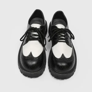 Men’s Low Heel Thick Sole Black Carved Block Breathable Casual Office Outdoor Wedding Business Trend Oxford Shoes