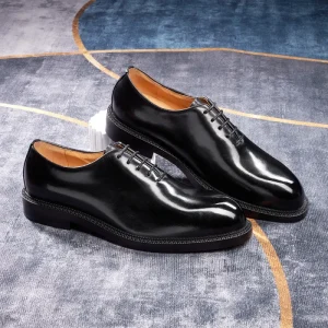 Men’s Luxury Business Oxford Lace-Up Shoes Genuine Leather Upper Rubber Outsole Formal Office & Career Wedding Party Shoes