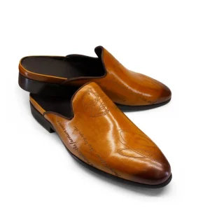 Men’s Luxury Casual Genuine Leather Half Shoes Pure Brown Spring Summer Decoration Winter Fashion Dress