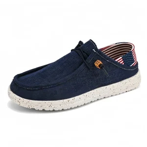 Men’s Luxury Dress Shoes White Slip-On Canvas Boat Shoes Comfortable Walking Style Loafers Zapatos Para Hombres