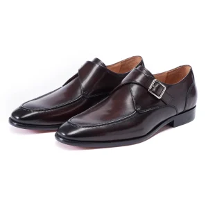 Men’s Luxury Genuine Leather Button Square Toe Dress Shoes Office Career Wedding Outdoor Formal Shoes