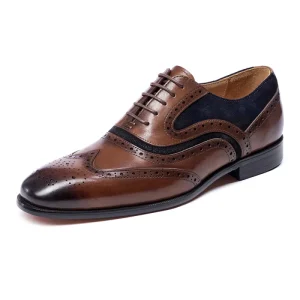Men’s Luxury Genuine Leather Lace up Round Toe Oxfords Dress Shoes for Office Career Wedding & Outdoor Use