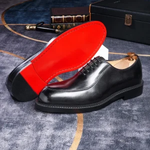 Men’s Luxury Style Oxford Shoes Formal Genuine Leather Red Sole Wedding Shoes for Business Holiday Shoes
