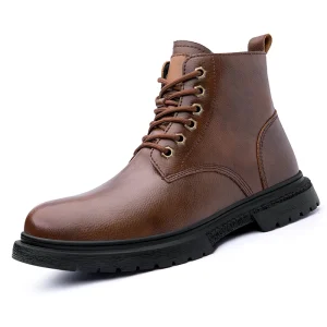 Men’s Martin Boots Derby Dress Uniform Oxford Business Lace up Chukka Leather High Mid Top Round Toe Thickened Fleece Cotton