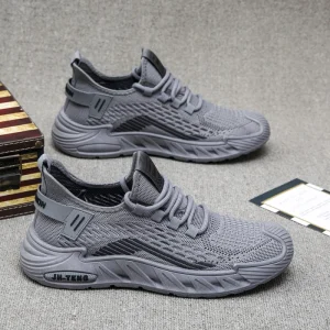 Men’s Mesh Lace Up Sports Shoes Breathable Non Smellable Lightweight Shockabsorbant Casual