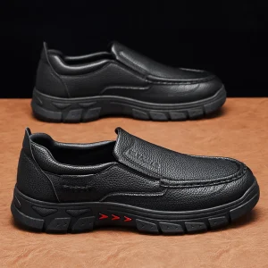 Men’s Metal Accent Loafers Slip On Platform Shoes With Chunky Sole Comfortable Footwear for Daily Wear and Outdoor Activities