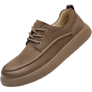 Men’s Microfiber Leather Boat Shoes Casual Lace-Up Platform Shoes for Daily Wear