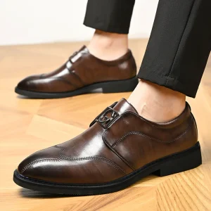 Men’s Microfiber Loafers Office Casual Formal Shoe for Men Luxury Fashion Monk Wedding Party Dress Shoes