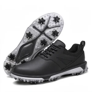 Men’s Microfiber PU Upper Mesh Lined Rubber Outsole Removable Spikes Golf Shoes
