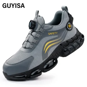 Men’s Microfiber Upper Steel Wire Cloth Shoes Breathable Steel Toe Smash Proof Safety Work Shoes for Winter Summer
