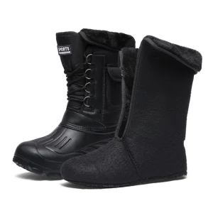 Men’s Mid-Calf Waterproof Black Oxford Cloth Snow Boots Outdoor Fishing Kitchen Large Size