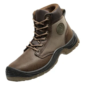 Men’s Mid Cut Anti-Static Work Boots Wear Resistant Steel Toe Safety Boots for Welding for Spring Autumn Seasons