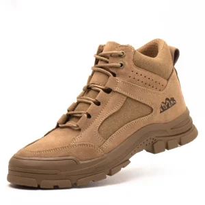 Men’s Mid Cut Suede Leather Iron Toe Anti-Static Spring Work Construction Protection Safety Shoes