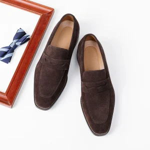 Men’s Moccasin Loafers Suede Genuine Leather Retro Style Comfortable Outdoor Walking