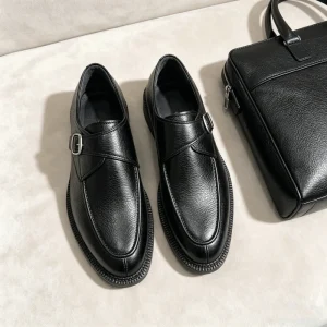 Men’s Monk Leather Shoes European Trendy Leather Shoes Luxury Dress Shoes Soft Leather Men Dress Shoes