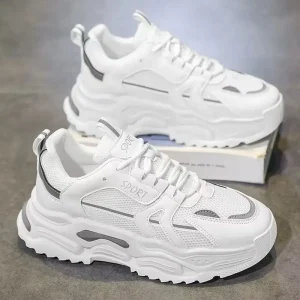 Men’s New Casual Sneakers Available White Breathable Mesh Heighten Outdoor Sports Running Clunky Trendy Shoes
