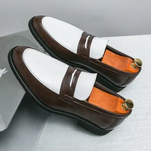 Men’s New Design Dress Shoes PU Casual Loafers Easy Wear Large Sizes New Styles High Top Pointed Toe Platform Business Shoes