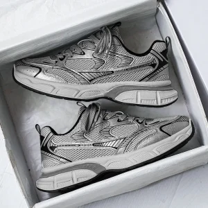Men’s New Fall Casual Shoes with Silver Mesh Surface Breathable and Height Increasing Thick Sole for Sports and Running