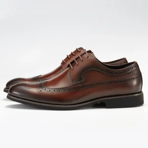 Men’s New Fashion Vintage Design Genuine Leather Derby Shoes Wear Resistant for Formal Business Use for Autumn