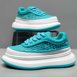 Men’s New Heightened Thick-Soled Walking Shoes Summer Breathable Mesh Rubber Upper Fashion Casual