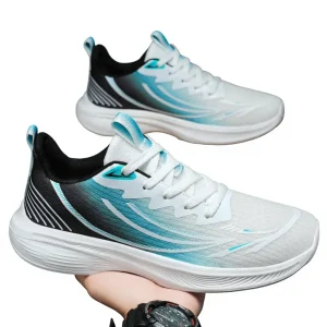Men’s New Polyurethane Sports Running Shoes Summer Breathable Comfortable Casual Tie Closure Wear-Resistant Fly Woven Mesh Toe