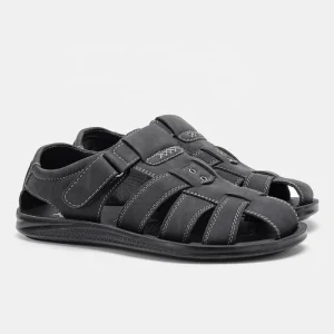 Men’s New Style Beach Sandals Comfortable Casual PU Leather with Rubber Sole Flat and Anti-Slip for Summer