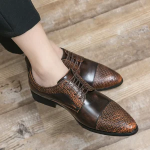 Men’s New Style Formal Business Dress Shoes Breathable British Oxfords Casual Loafers Lace Closure for Winter & Summer
