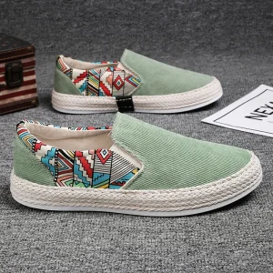 Men’s New Summer Casual Slip-On Cloth Shoe with Thousand-Layer Canvas Board Cloth Lining High Style Breathable for Daily Wearing
