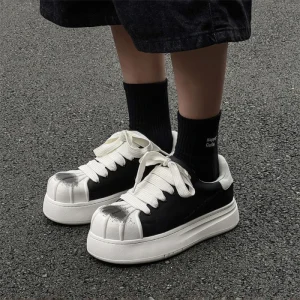 Men’s Niche Shell-toe Casual Sneakers with Distressed Toe Design