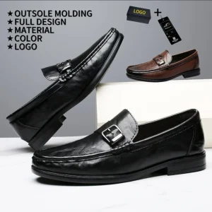 Men’s Office Loafer Slip On Dress Shoes Microfiber Upper Rubber Outsole Breathable Anti Slip Flat Toe Business Casual Fashion