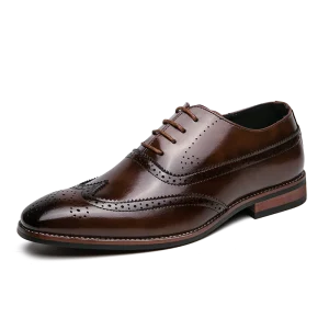 Men’s Office Oxford s Pointed Toe Solid Microfiber Leather Lace Up Closure All Season Dropshipping