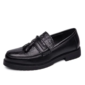 Men’s Office Shoes in Full Black Color Genuine Leather Comfortable Dress Wedding Shoes