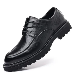 Men’s Official 38-44 Two-layer Cowhide EVA Rubber Black Lightweight Embroidered Office Boot Loafers Leather Shoes