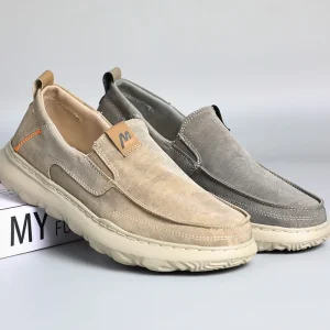 Men’s Old Beijing Cloth Shoes Spring Summer Breathable Comfortable Soft Sole Canvas Mesh Slip On