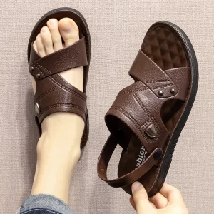 Men’s Open Toe Sports Sandals Fashion Casual Wear Soft Wear Resistant for Beach Summer Spring and Winter Button Closure
