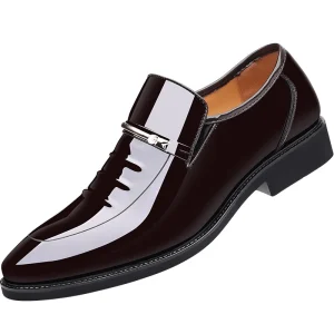 Men’s Orange Formal Dress Shoes Unique Style Brown Leather Slip On Closure Light Weight