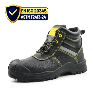 Men’s Original Farmer Safety Shoes with Steel Toe Cap Waterproof Non-Slip Embossed Cow Leather Low Ankle Rubber Insole