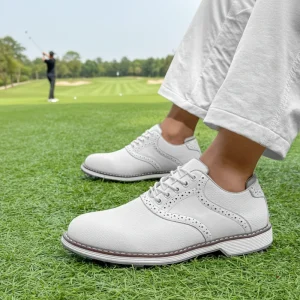Men’s Outdoor Golf Shoes Comfortable Breathable Mesh Sneakers Swivel Lace Rubber Insole Waterproof Lighted