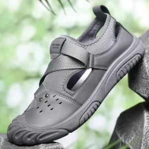 Men’s Outdoor Sandals Rubber Outsole Stretch Fabric Upper Hook & Loop Closure Breathable Anti-Slip Summer Shoes
