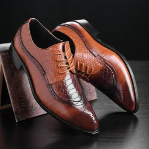 Men’s Oxford Formal Shoes for Wedding & Office Comfort Arch Support Lace Up Closed Toe