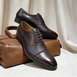 Men’s Oxford Shoes Genuine Leather Lace-up Dress Shoes Hand-burnished Formal Business Dress Shoes