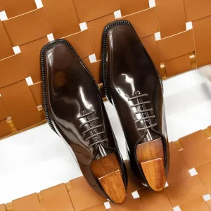 Men’s Oxford Shoes Square Toe Carved Business Formal Leather Shoes