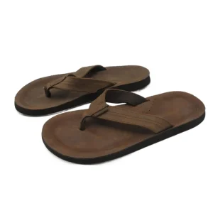 Men’s PU Beach Sandal Comfortable Brown Fashion Trend Rubber Flip Flops